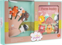 Súprava 5 gumených prstových maňušiek s knižkou Farma, vodeodolné, 3+