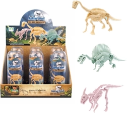 Kostra dinosaura v priehľadnej tube