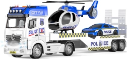 Policajný ťahač s helikoptérou a efektmi 55 cm – set vozidiel