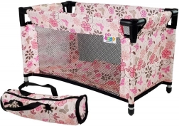 Postieľka pre bábiky Alice ružová s kvetmi