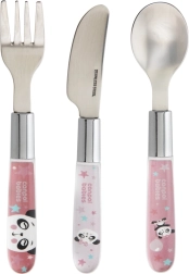 Kovový detský príbor EXOTIC ANIMALS, 3 ks, ružový