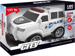 policajné auto na zotrvačník so svetelnými a zvukovými efektmi, biele 22,5 cm