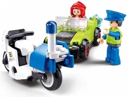 Sluban Metropolis Prezlečený bandita v aute a policajt na motorke