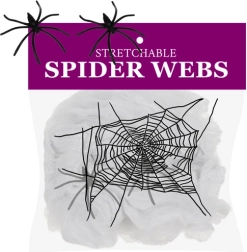 Umelá pavučina s 2 pavúkmi RUHHY biela dekorácia na Halloween