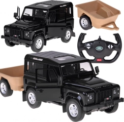 Rastar diaľkovo ovládaný Land Rover Defender 1:14 s prívesom – čierna