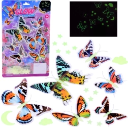 Fluorescenčné nálepky motýle a svietiace hviezdy na stenu