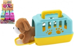 Plyšový psík v prenosnom boxe