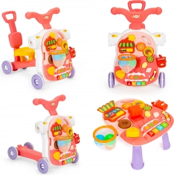 Odrážacie koleso, kolobežka, interaktívny vzdelávací stolík 4v1 pre deti červený