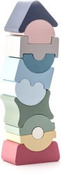 Cubika pastelová balančná veža – drevená skladačka 11 dielov