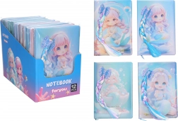 Linajkovaný zápisník 14 × 21 cm – morská panna s copíkom, 80 strán