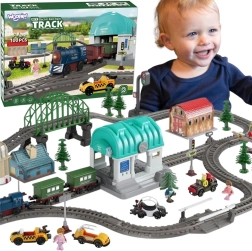 WOOPIE elektrická vláčkodráha XXL so stanicou a mestečkom, 108 dielov