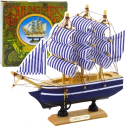 Dekoratívny model plachetnice bielomodrá 16x15 cm