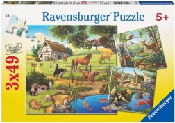 Puzzle RAVENSBURGER zvieratá v lese, v ZOO a na statku 3×49 dielikov
