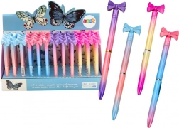 guľôčkové pero s mašličkou, farebné, modrý atrament 0,7 mm