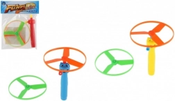 Vystreľovacie vrtuľky so štartérom, plast, priemer 9 cm, 2 farby