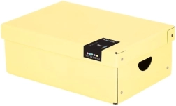 Laminovaná úložná krabica PASTELINI, malá, žltá