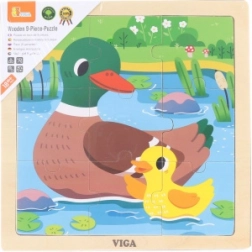 VIGA drevené puzzle kačičky – 9 dielikov