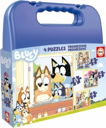 Puzzle v kufríku Bluey 4v1