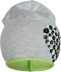 Jarná bavlnená čiapočka New Baby srdiečko, sivo-zelená