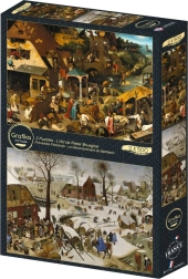 Puzzle Flámske príslovia a Sčítanie ľudu v Betleheme 2×500 dielikov
