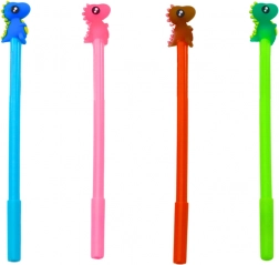 Dinosauří guľôčkové pero so zarážkou čierna náplň mix ružová modrá 0,5 mm