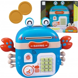 Elektronická pokladnička krab s trezorom na PIN kód – WOOPIE, modrá