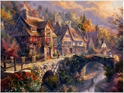 Norimpex maľovanie podľa čísel Horské mestečko pri vode 40 × 50 cm