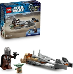 LEGO Star Wars Mandalorian a Grogu na spídrovej motorke
