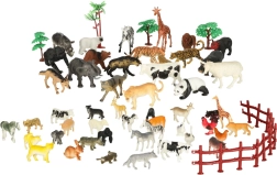 Súprava figúrok zvierat do zoo a na farmu, 59 ks v boxe