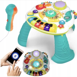 Edukatívny hudobný stolík s pianom, trúbkou a mikrofónom