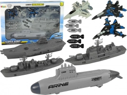 Námorná vojenská sada s ponorkou, vojnovými loďami a stíhačkami