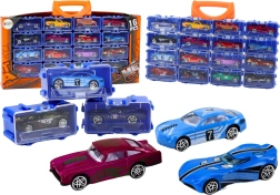 Sada kovových autíčok v kufríku, 16 kusov