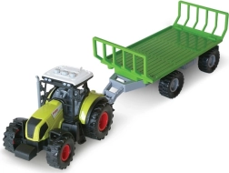 Traktor s vlečkou na balíky sena so zvukom
