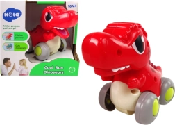 Červený dinosaurus na kolieskach T‑Rex – ťahací/frikčný hračka pre najmenších