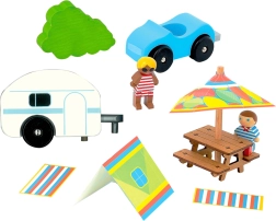 Jeujura drevené figúrky k stavebniciam Dovolenka v kempe