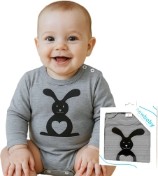 Dojčenské body s dlhým rukávom NEW BABY Zvieratko Zajačik, sivé