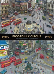 Puzzle Piccadilly Circus naprieč desaťročiami 1000 dielikov GIBSONS