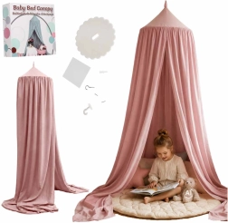 Detský závesný baldachýn nad posteľ v boho štýle, svetloružový