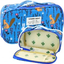 Školský peračník s organizérom a vreckom modrý 21,5cm