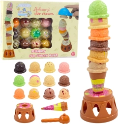 Zručnostná hra Zmrzlinová veža – farebné kopčeky, 17 dielov