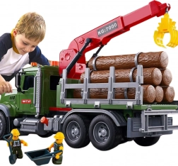 Kamión s žeriavom na Transport Dreva s Efektmi Svetla a Zvuku