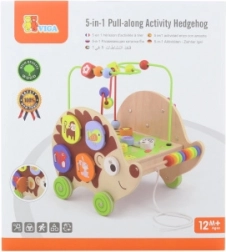 Drevená ťahacia hračka ježko 5v1 s aktivitami VIGA