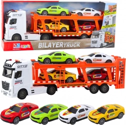 Sada odťahový kamión so 4 autíčkami, svetlá a zvuky