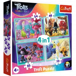 Puzzle TREFL Trollovia 2: Svetové turné 4v1 (35, 48, 54, 70 dielikov)
