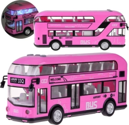 Ružový dvojposchodový autobus so zvukom a otváraním dverí ZA4748