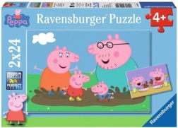 Ravensburger puzzle Prasátko Pepina: Šťastný rodinný život 2x24 dielikov