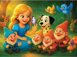 Drevené puzzle princezná a trpaslíci 40 dielikov WOODEN CITY