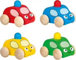 Pískacie drevené auto s majákom – zelené