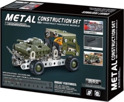 Kovová stavebnica Vojenské auto s tankom