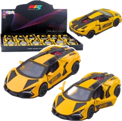 Kovové závodné autíčko 1:32 s pull-back pohonom a otvárateľnými dverami – žlté